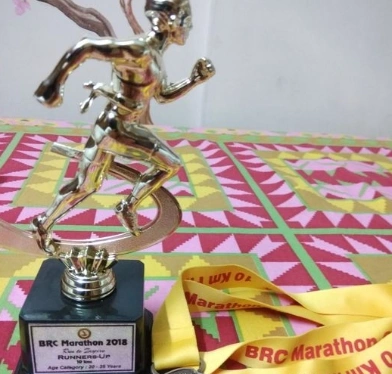 Original BRC Marathon 2018 runner-up trophy with its engraved award plate